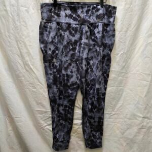 Athleta Salutation blue purple gray tie dye high rise joggers XL tapered leg